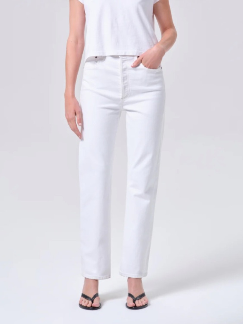 AGOLDE 90’s Pinch Waist High Rise Straight Jeans in Marshmallow Size 28